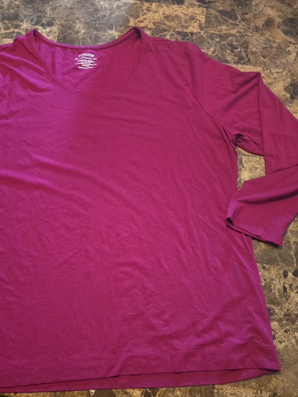 Chico's The Ultimate Tee Size XXL 3/4 Sleeve V-Neck Stretchy Knit Cotton/modal